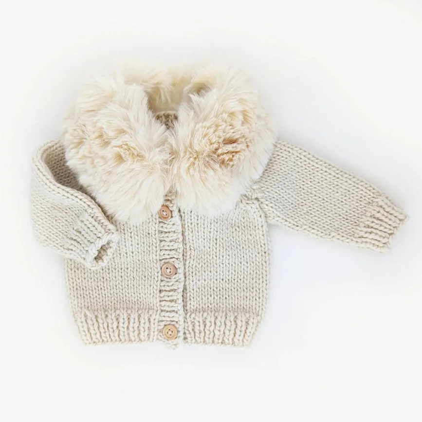 Fur Collar Natural Cardigan Sweater Baby & Toddler