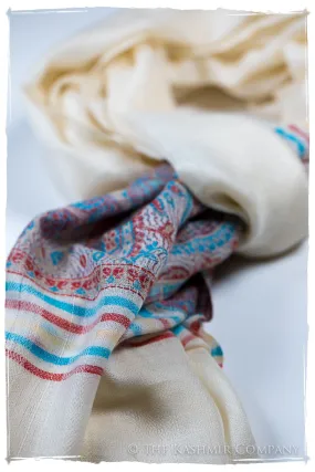 Gelsomina Frontière Ivory Kashmir Wool Scarf