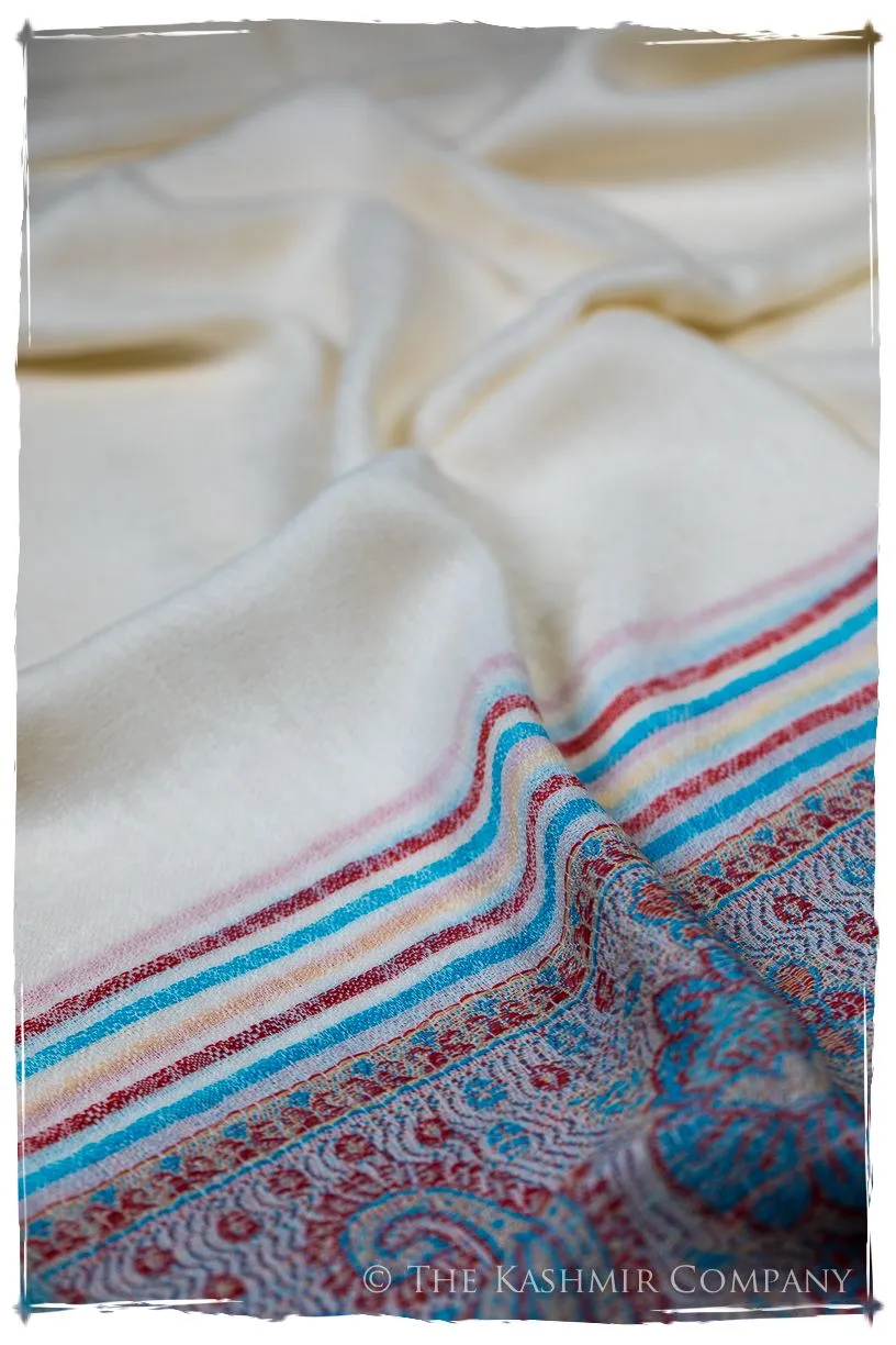 Gelsomina Frontière Ivory Kashmir Wool Scarf