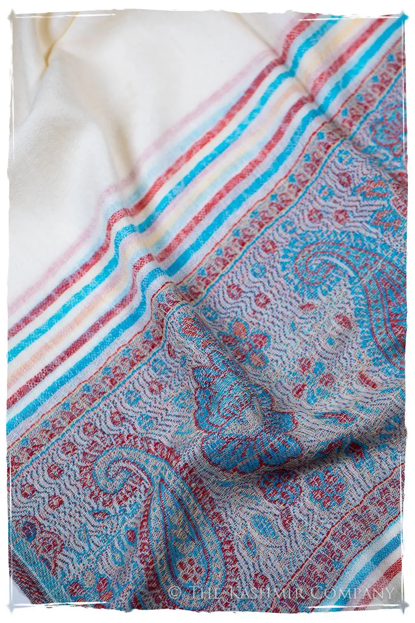 Gelsomina Frontière Ivory Kashmir Wool Scarf