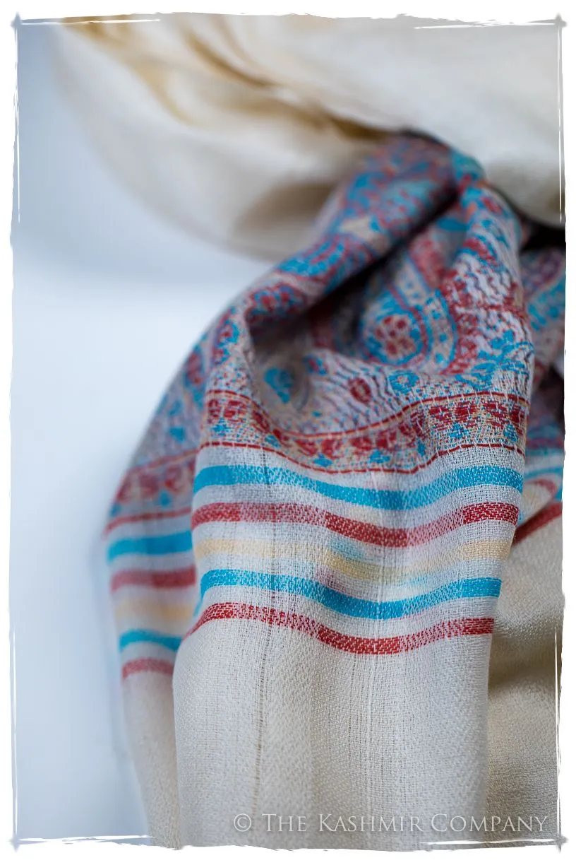 Gelsomina Frontière Ivory Kashmir Wool Scarf