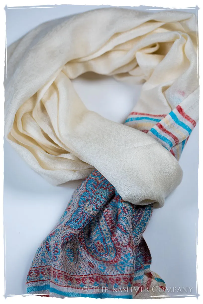 Gelsomina Frontière Ivory Kashmir Wool Scarf