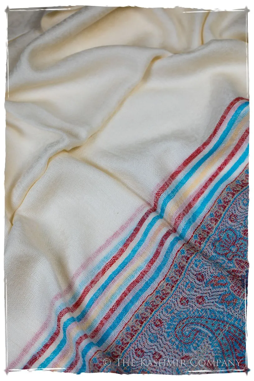 Gelsomina Frontière Ivory Kashmir Wool Scarf