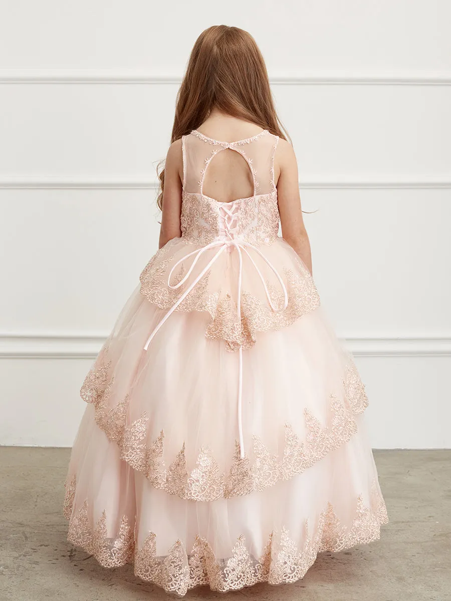 Girl Ball Gown/Mini Quince with Ruffle Lace Pageant Dress by TIPTOP KIDS - AS7030