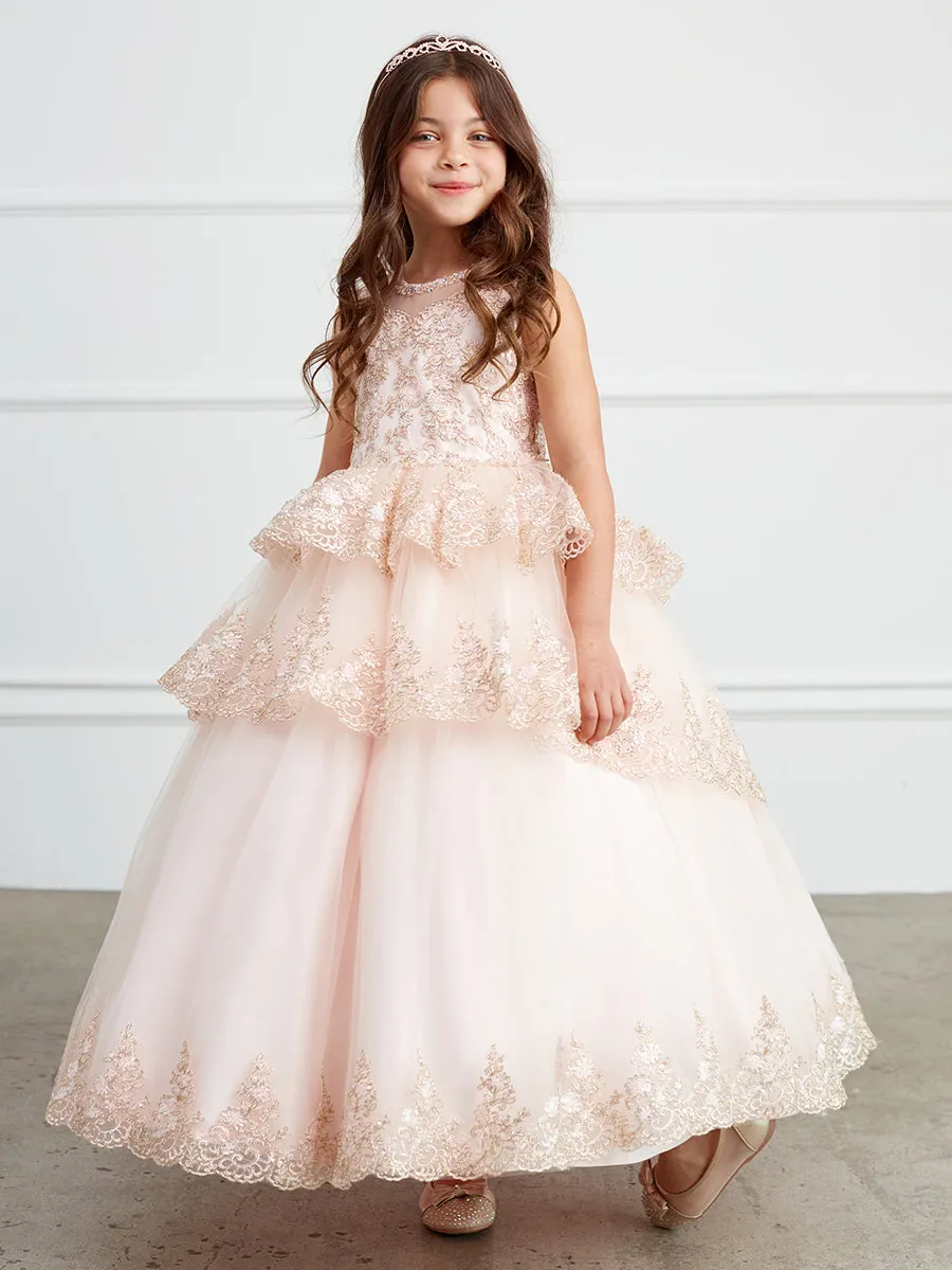 Girl Ball Gown/Mini Quince with Ruffle Lace Pageant Dress by TIPTOP KIDS - AS7030