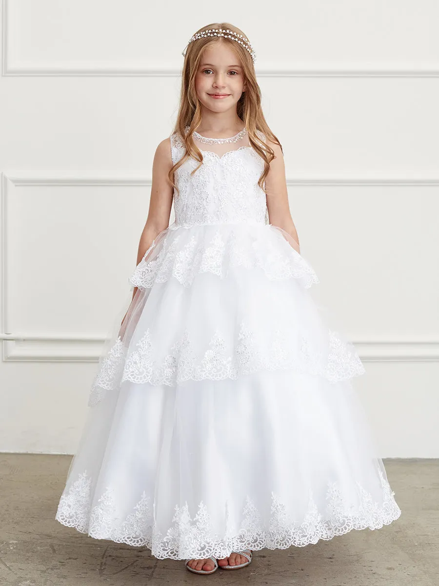 Girl Ball Gown/Mini Quince with Ruffle Lace Pageant Dress by TIPTOP KIDS - AS7030