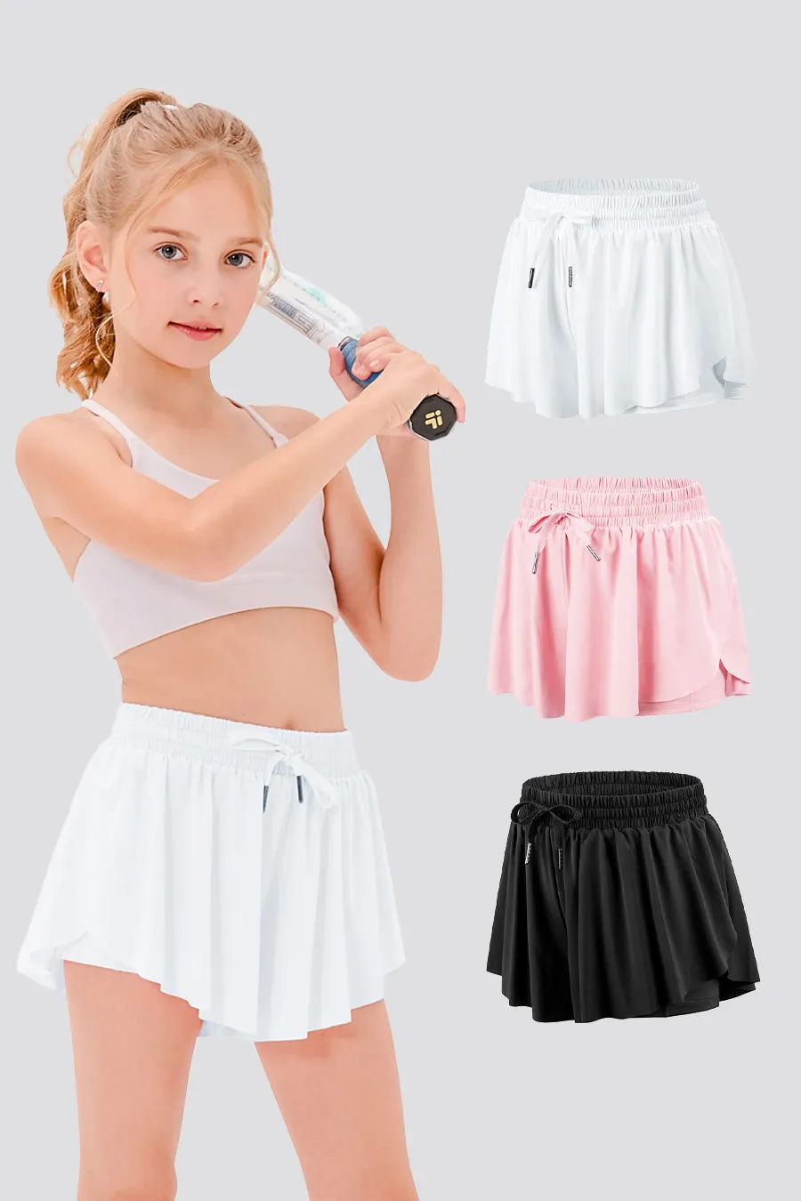 Girls Flowy Shorts - High Waist ｜3-pack