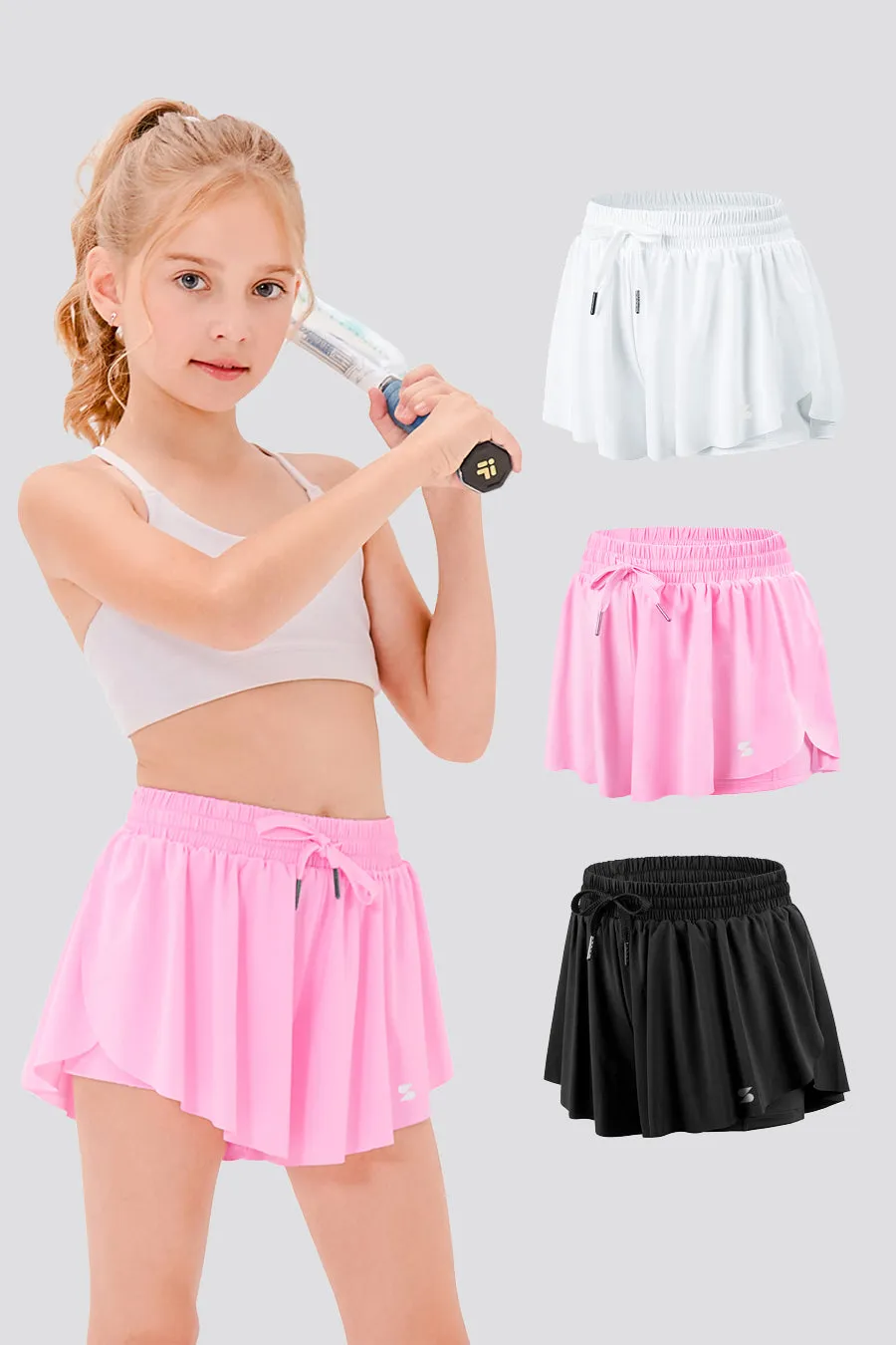 Girls Flowy Shorts - High Waist ｜3-pack