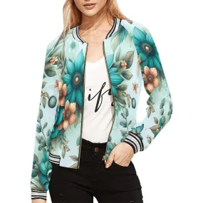 Greenery Floral awd438 Bomber Jacket for Women