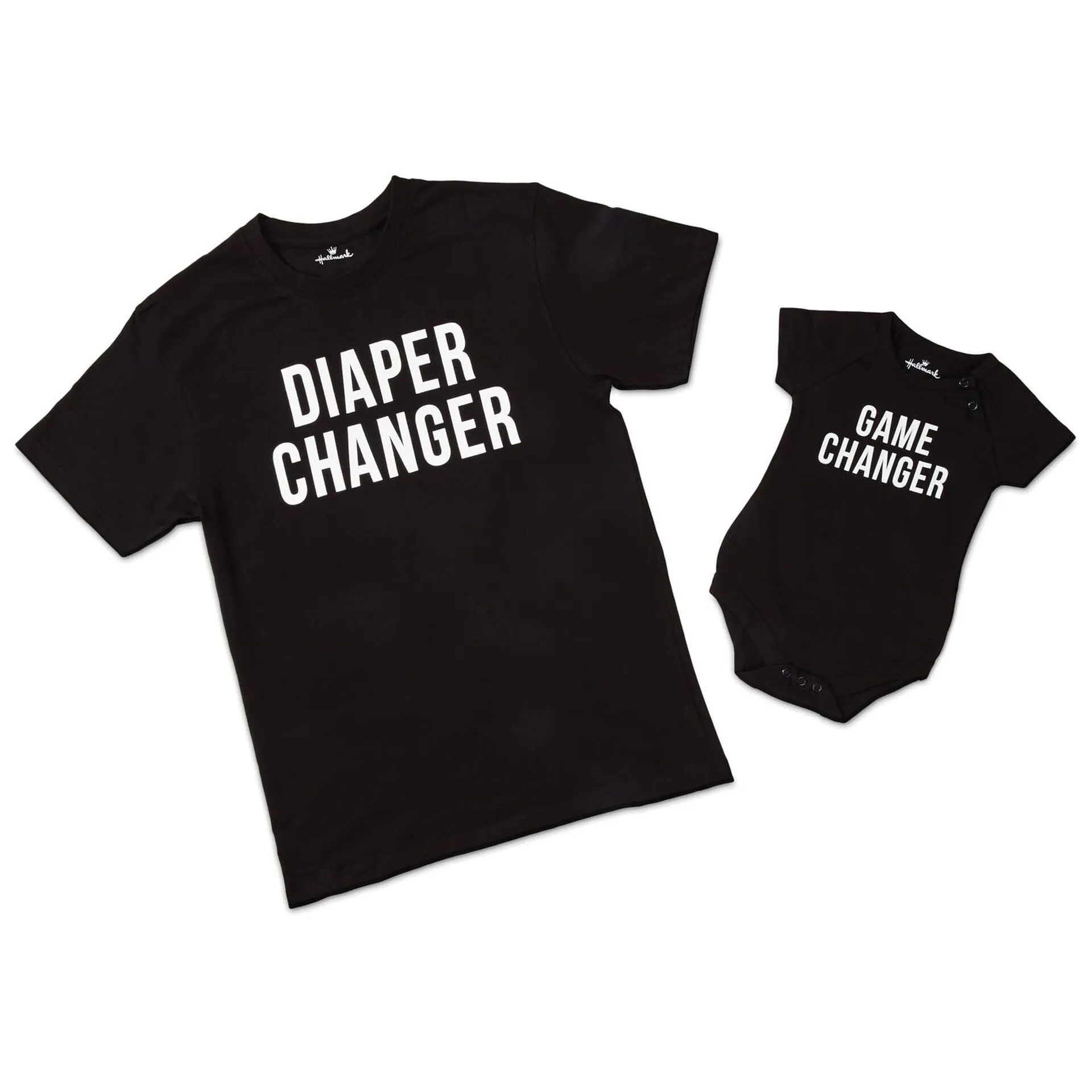 Hallmark "Diaper Changer" New Parent T-Shirt and "Game Changer" Newborn Bodysuit for Baby 0 to 6 Months