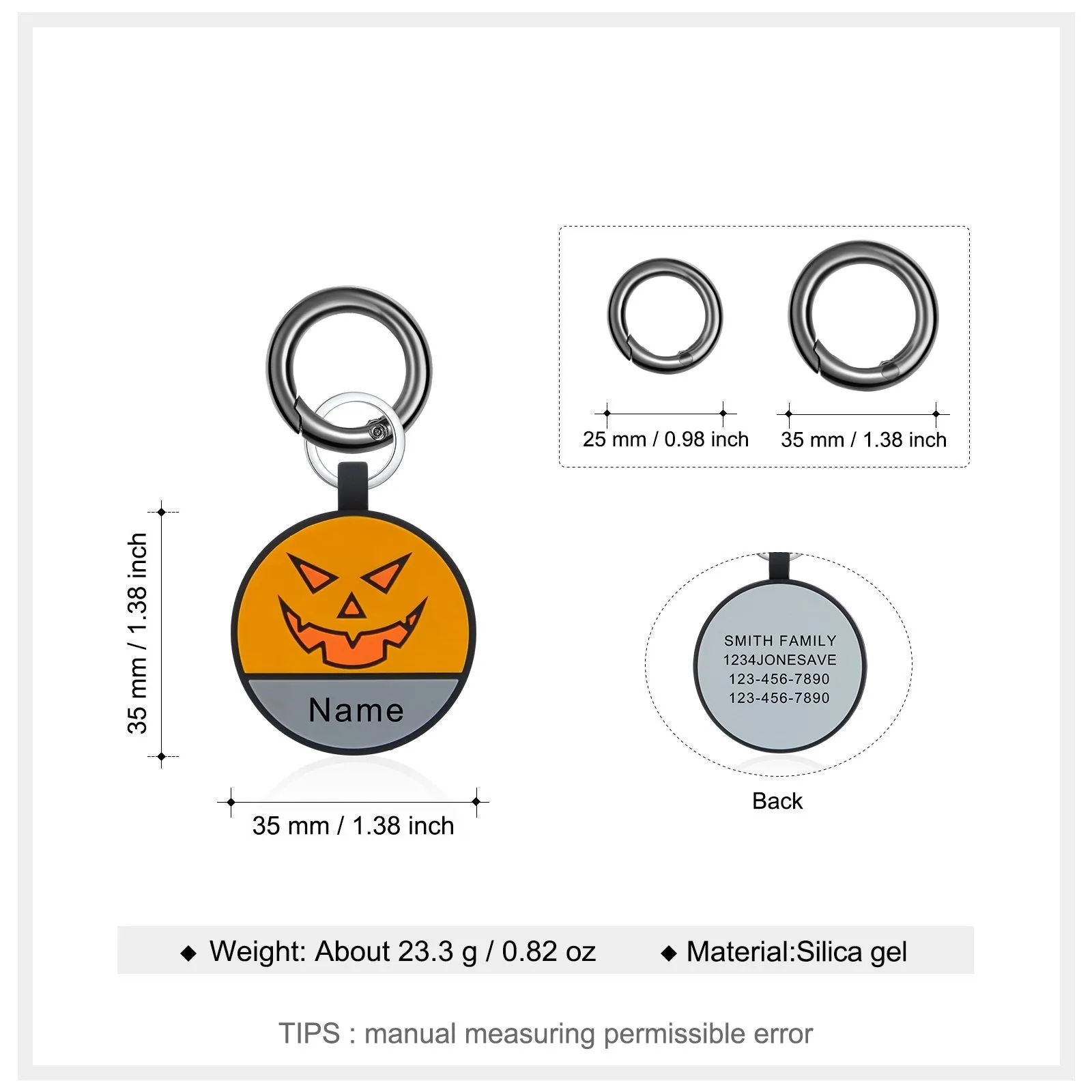 Halloween special Custom Dog Tag with Customized Information