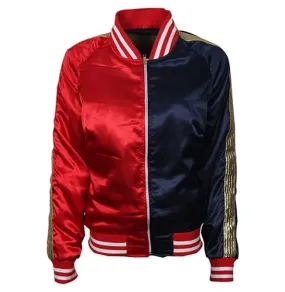 Harley Quinn Dual Color Motorcycle Leather Hoodie Jacket