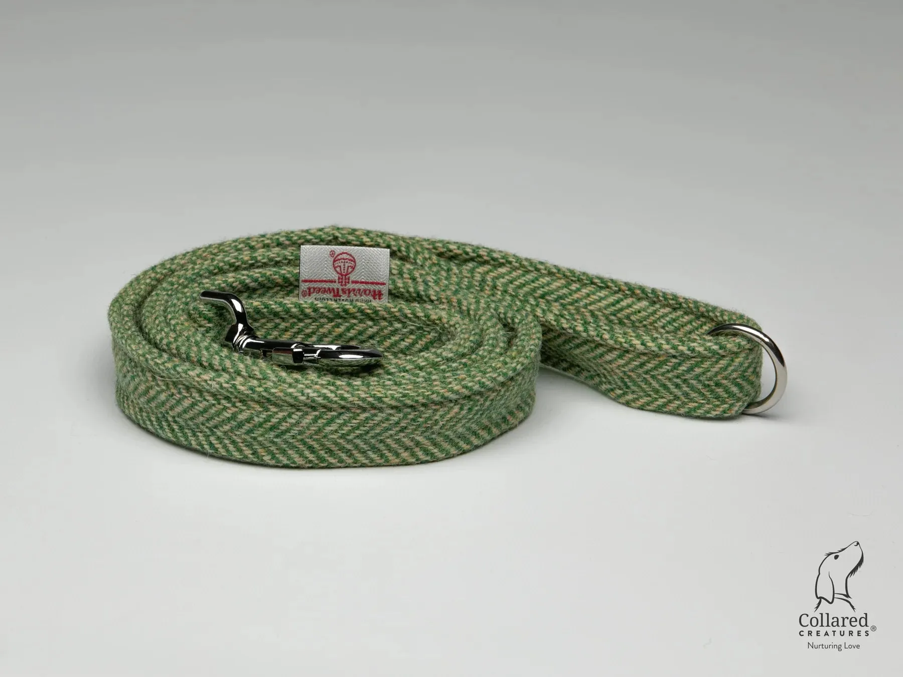 Harris Tweed Green Herringbone Buckle Dog Collar