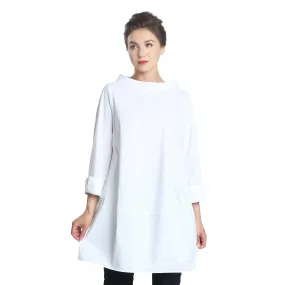 IC Collection Bateau-Neck Pocket Tunic in White - 3226T-WT