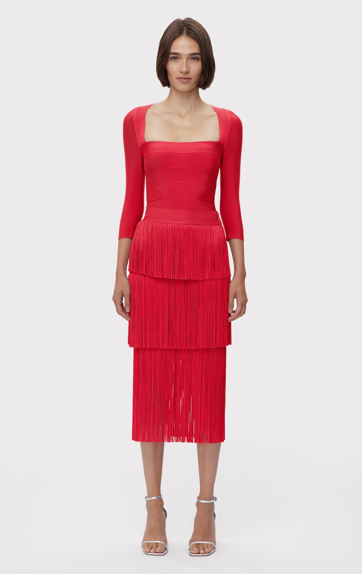 ICON LAYERED FRINGE MIDI SKIRT