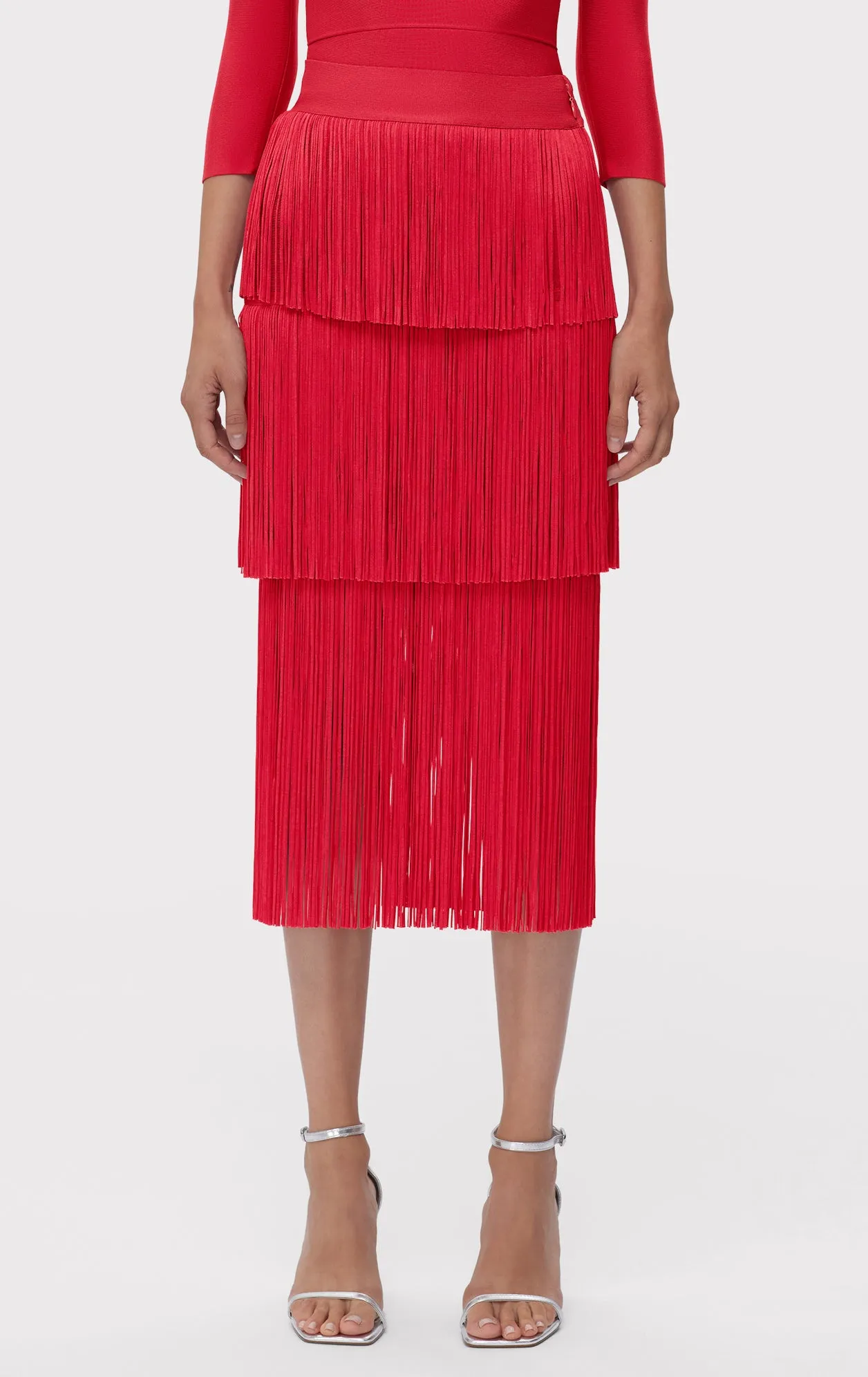 ICON LAYERED FRINGE MIDI SKIRT