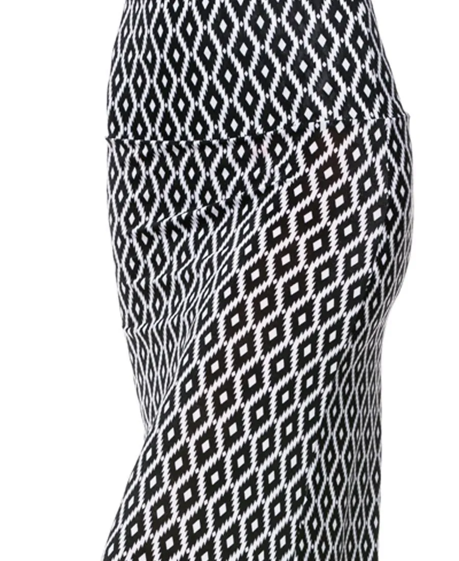 Infinity Diamond Native Black White Foldover Maxi Skirt