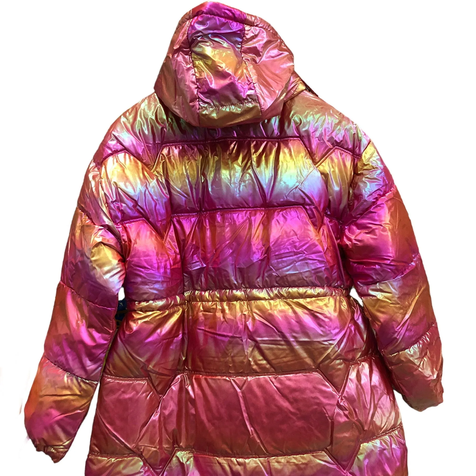 Iridescent Pink Metallic Puffer Jacket