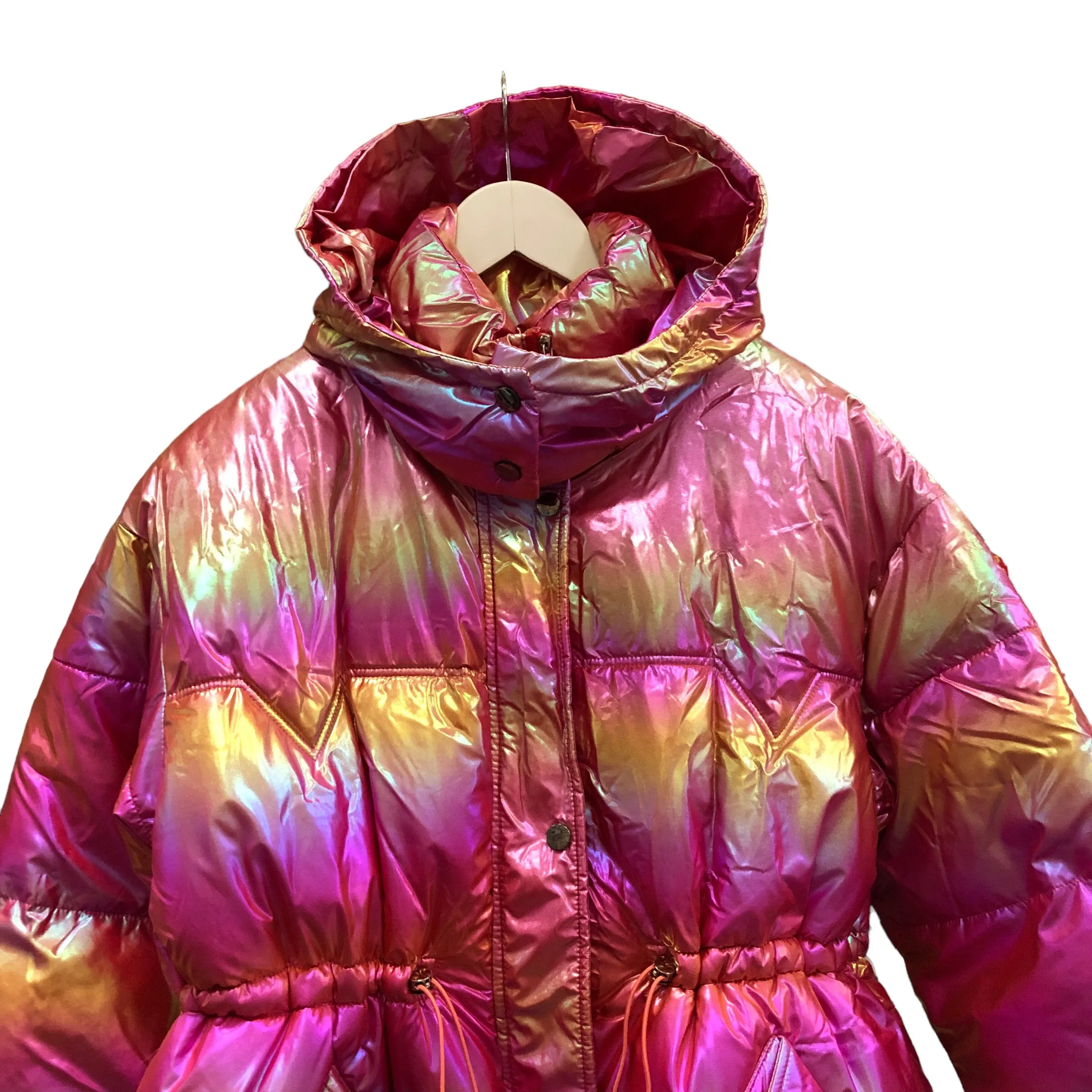 Iridescent Pink Metallic Puffer Jacket