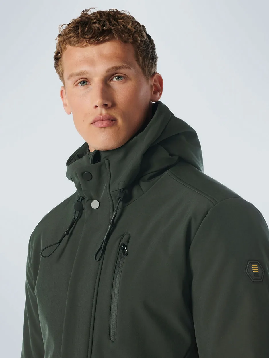 Jacket Mid Long Fit Hooded Softshell Stretch | Dark Green