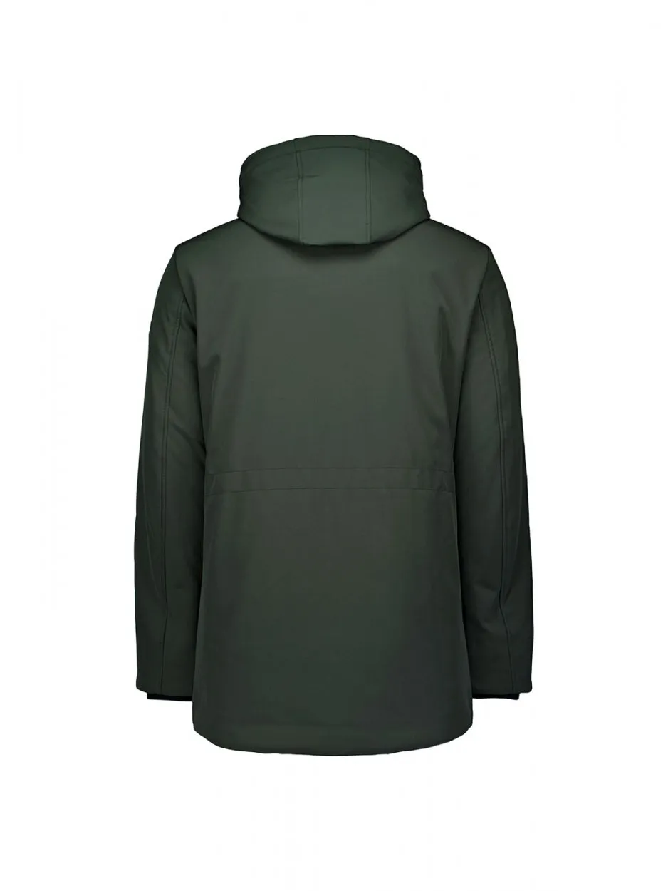 Jacket Mid Long Fit Hooded Softshell Stretch | Dark Green