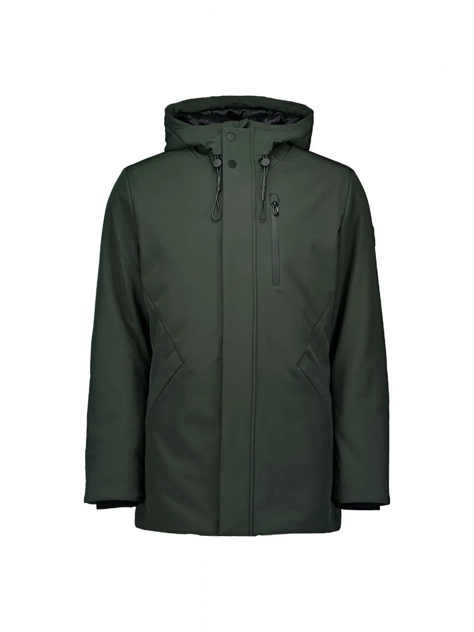 Jacket Mid Long Fit Hooded Softshell Stretch | Dark Green