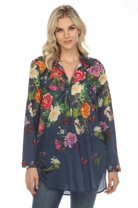 Johnny Was Panya Henley Popover Floral Tunic Top Boho Chic R23823