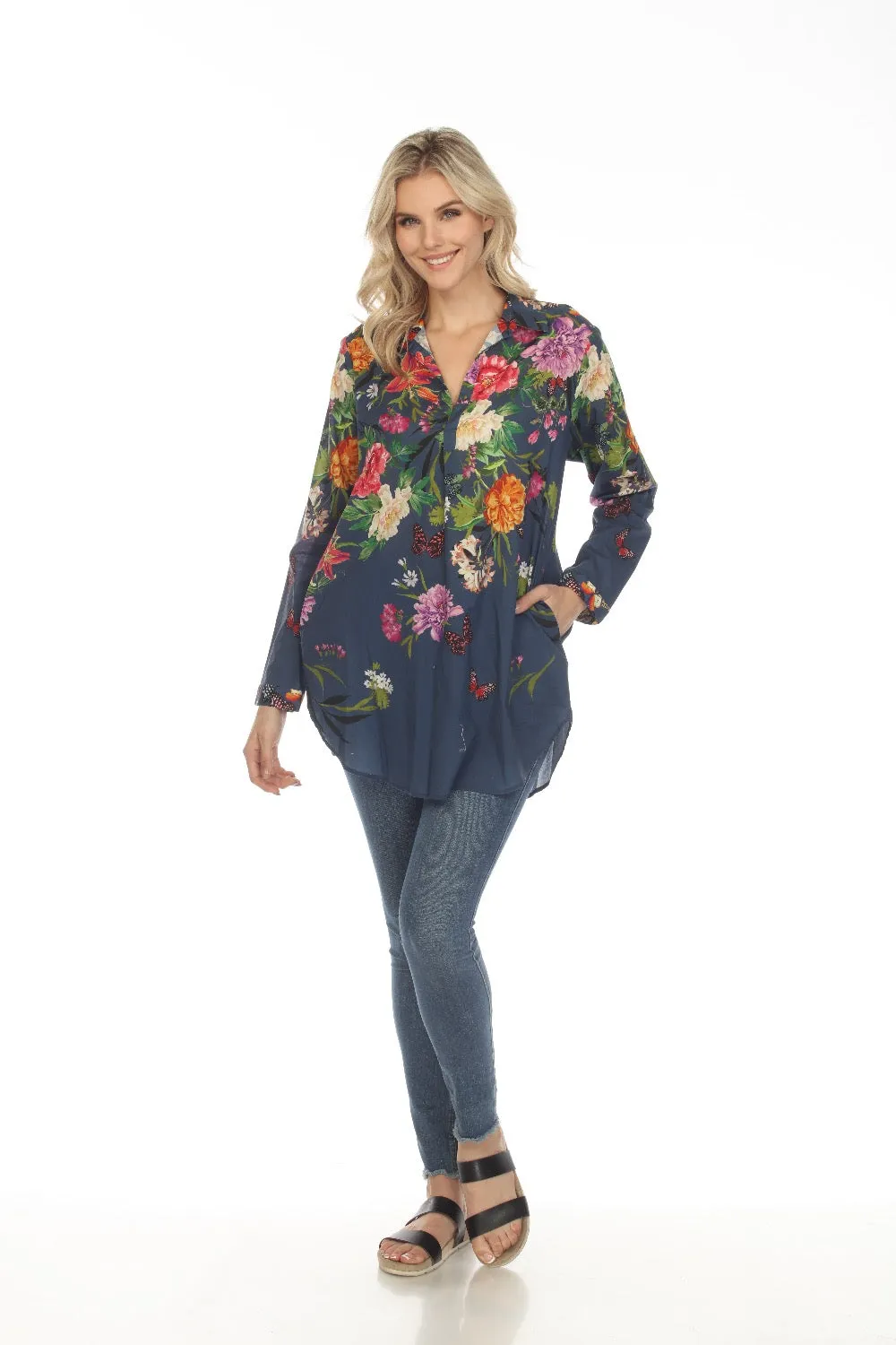 Johnny Was Panya Henley Popover Floral Tunic Top Boho Chic R23823