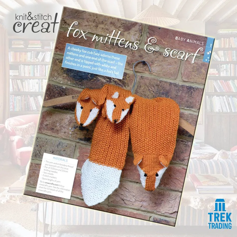 Knit & Stitch Creative - SP002 Baby Animals Special Fox Cub Scarf & Mittens Set