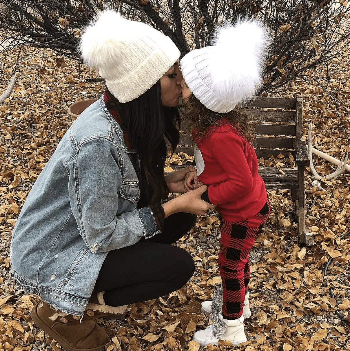 Knitted Double Faux Fur Pom Pom Hat