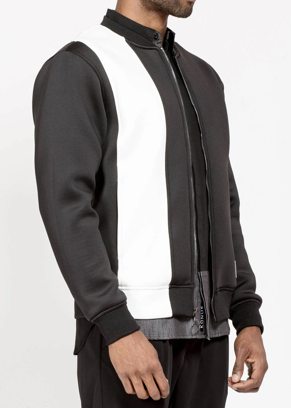 Konus Men's Neoprene Bomber Jacket in Black