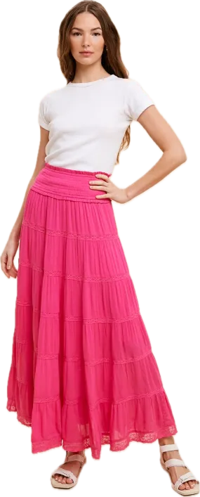 Lace Trim Maxi Skirt