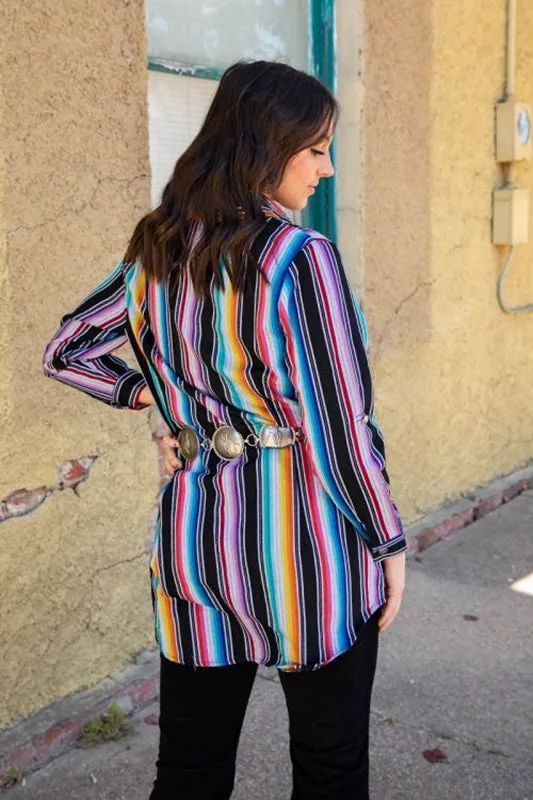 L&B Purple Serape Button Up Tunic Shirt