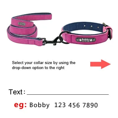 Leather Dog Collar Leash Set Personalized Customized Dogs Collars 2 Layer Leather Dog Leash