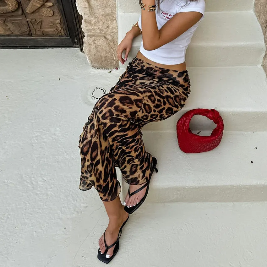 Leopard Print Floor Length Maxi Skirt