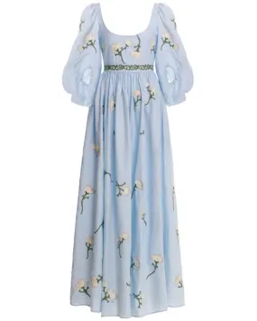 Light Blue Floral Viviane Soledad Maxi Dress