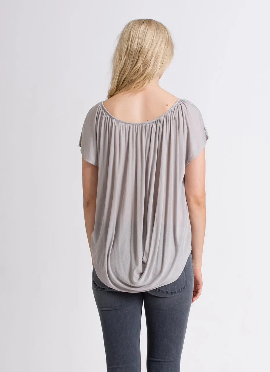 Lizabeth Drape Top - Grey Morning