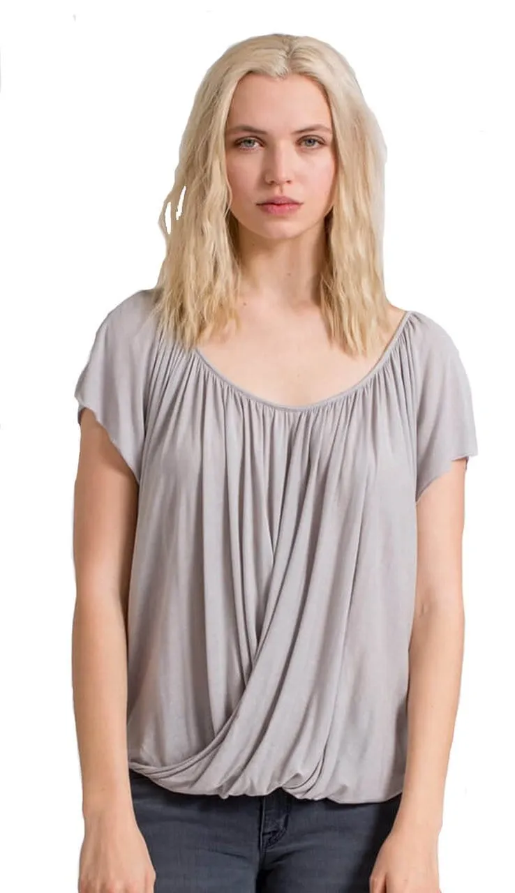 Lizabeth Drape Top - Grey Morning