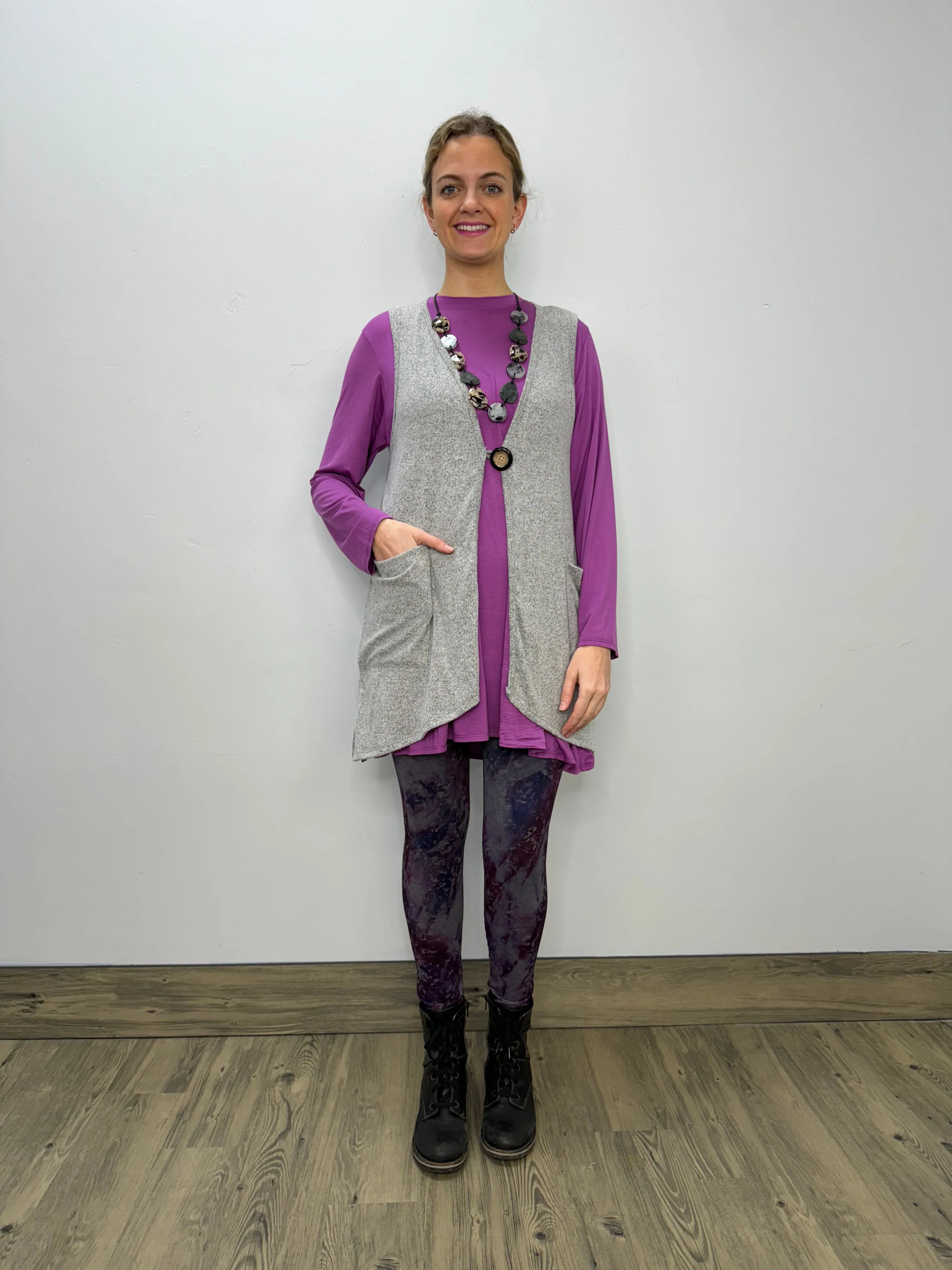 Long Sleeve Basic A-Line Tunic - Orchid