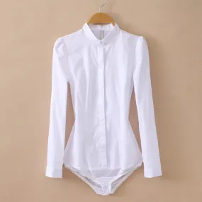 Long Sleeve White Blouse Bodysuit