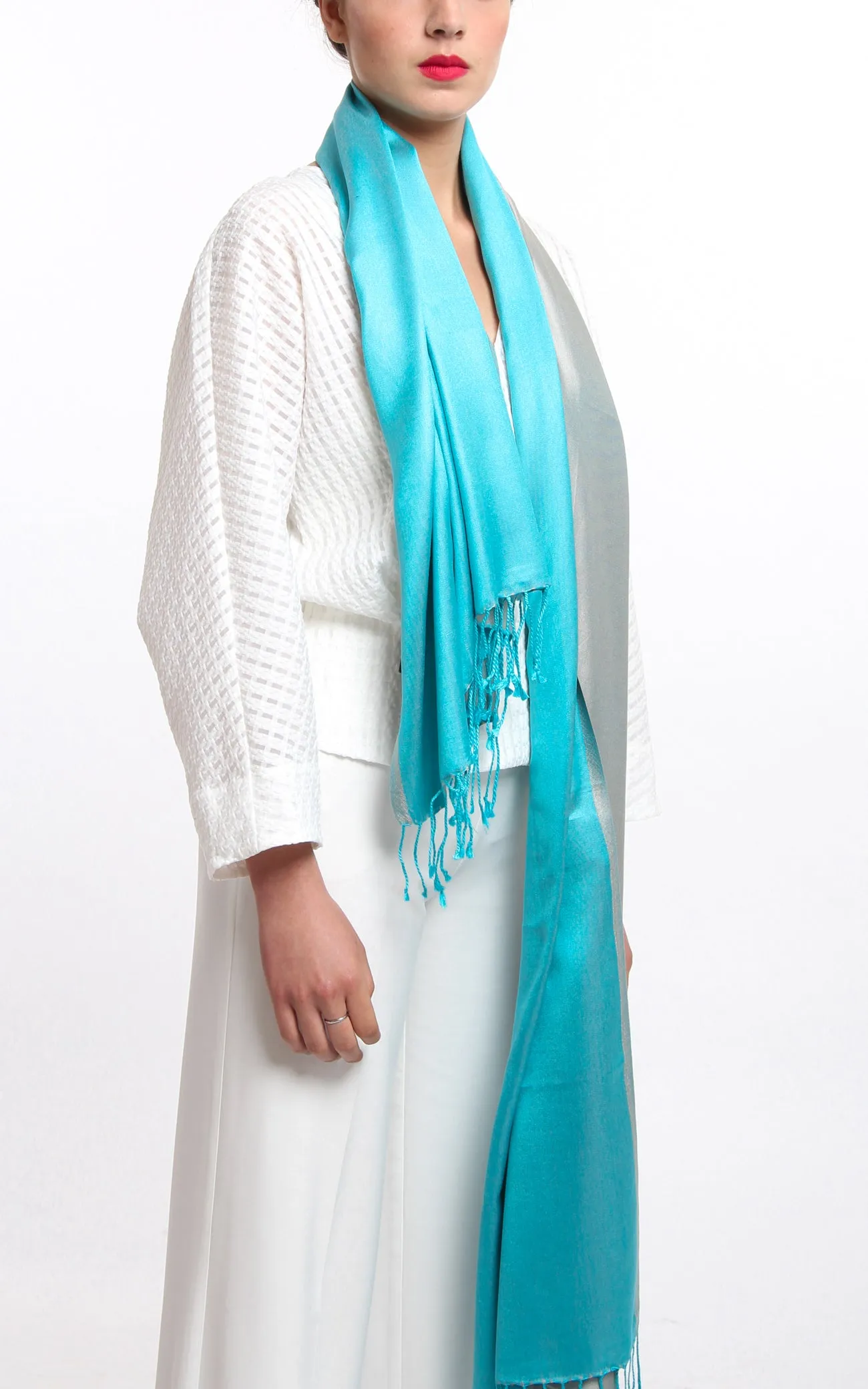 Macy Turquoise Silk Pashmina - TT201