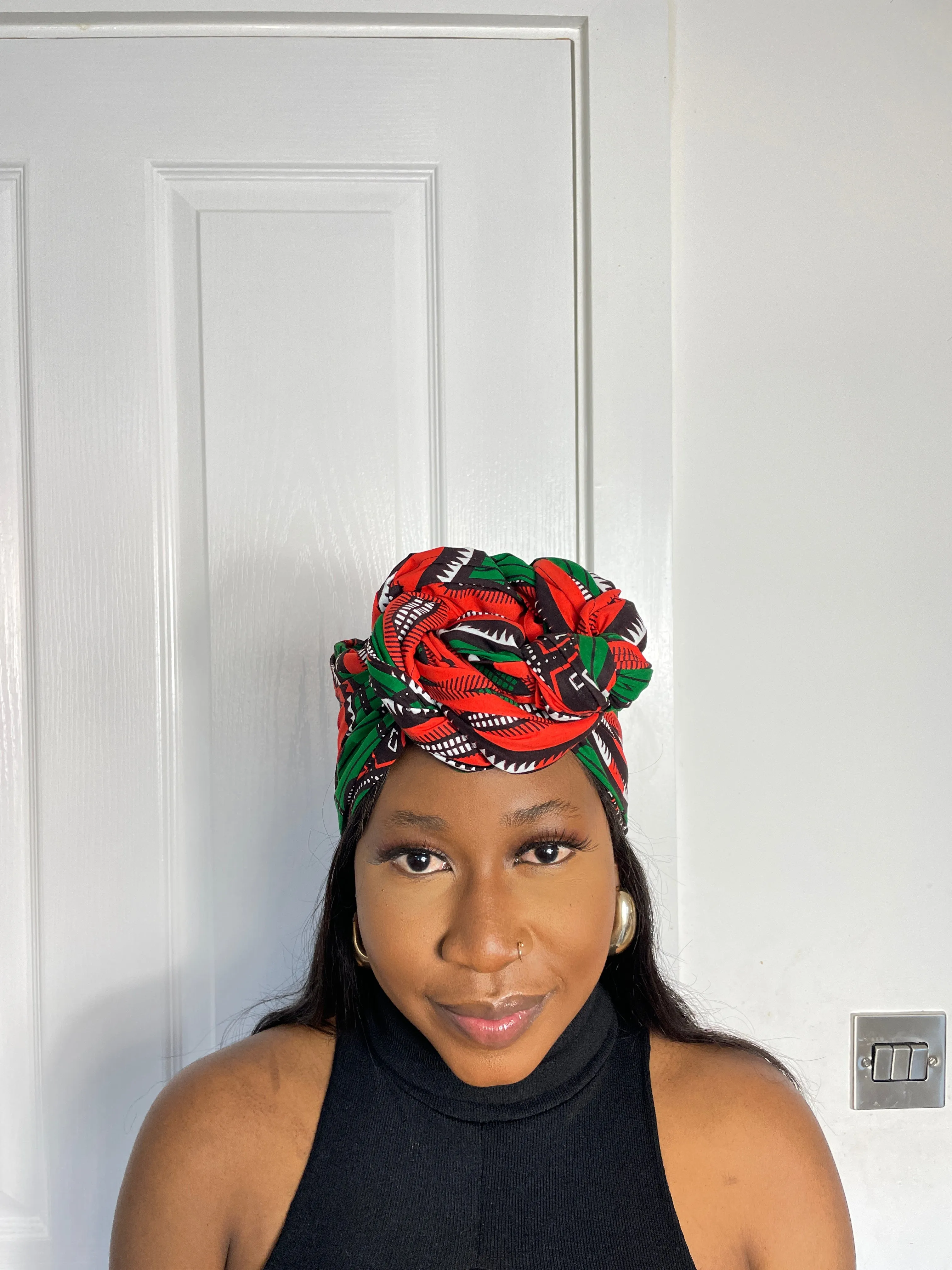 Maggie Green and Orange Ankara Headwrap/Scarf