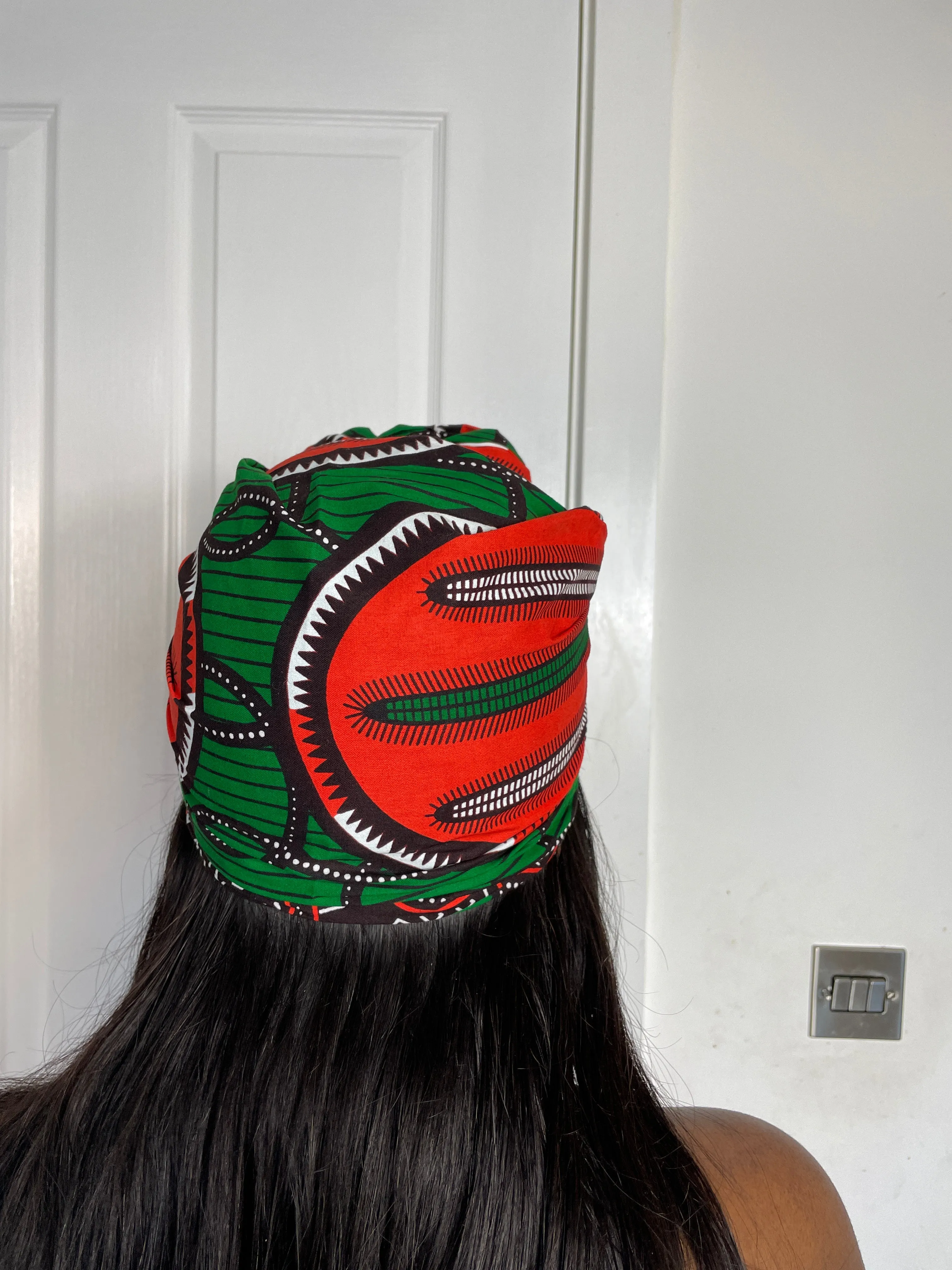 Maggie Green and Orange Ankara Headwrap/Scarf