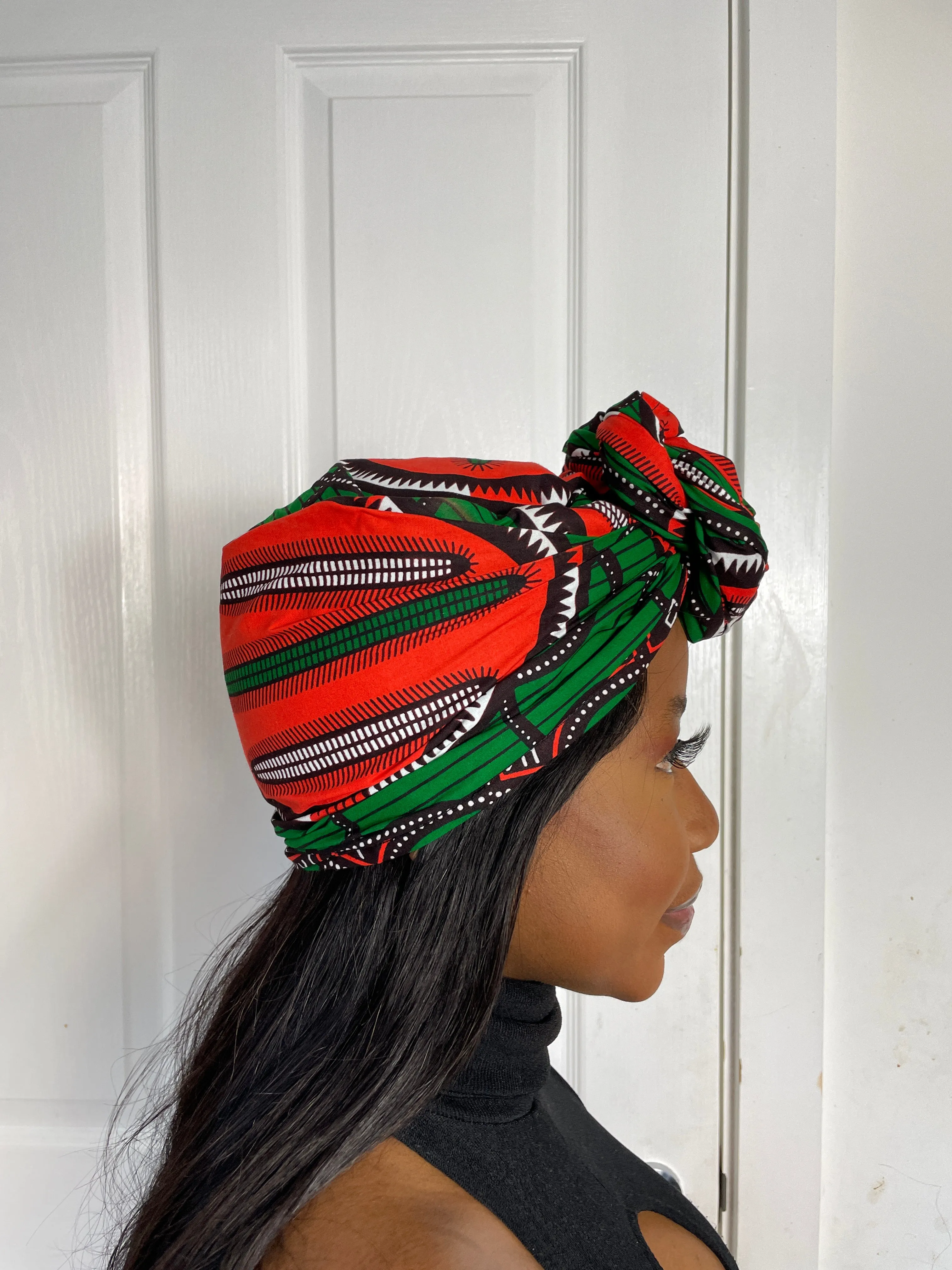 Maggie Green and Orange Ankara Headwrap/Scarf