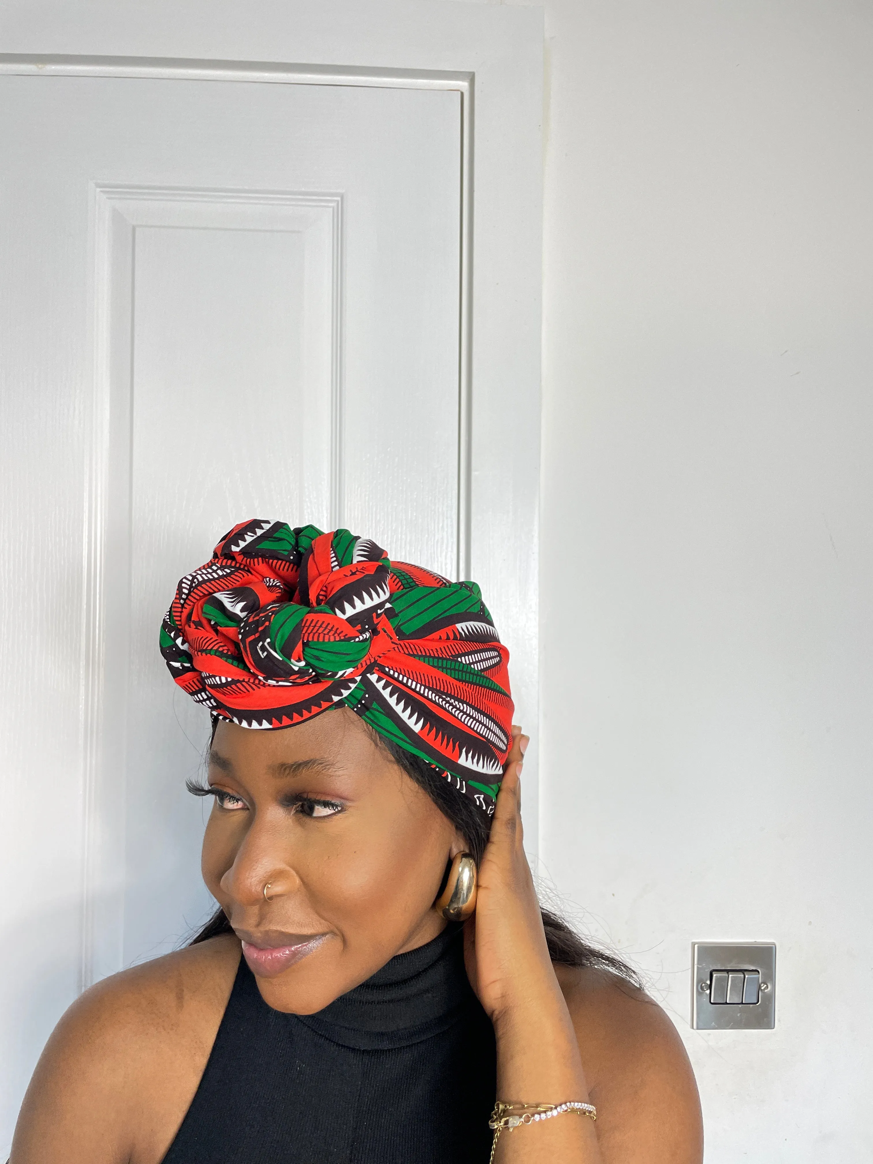 Maggie Green and Orange Ankara Headwrap/Scarf