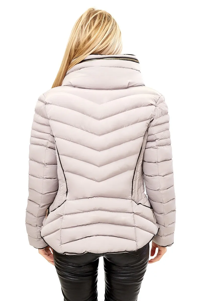 Marlie - Light Grey Quilted Puffer Jacket