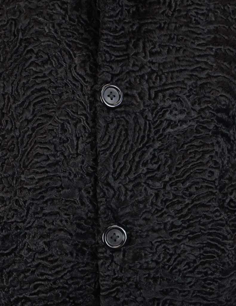 MEN'S BLACK PERSIAN LAMB FUR BOMBER JACKET