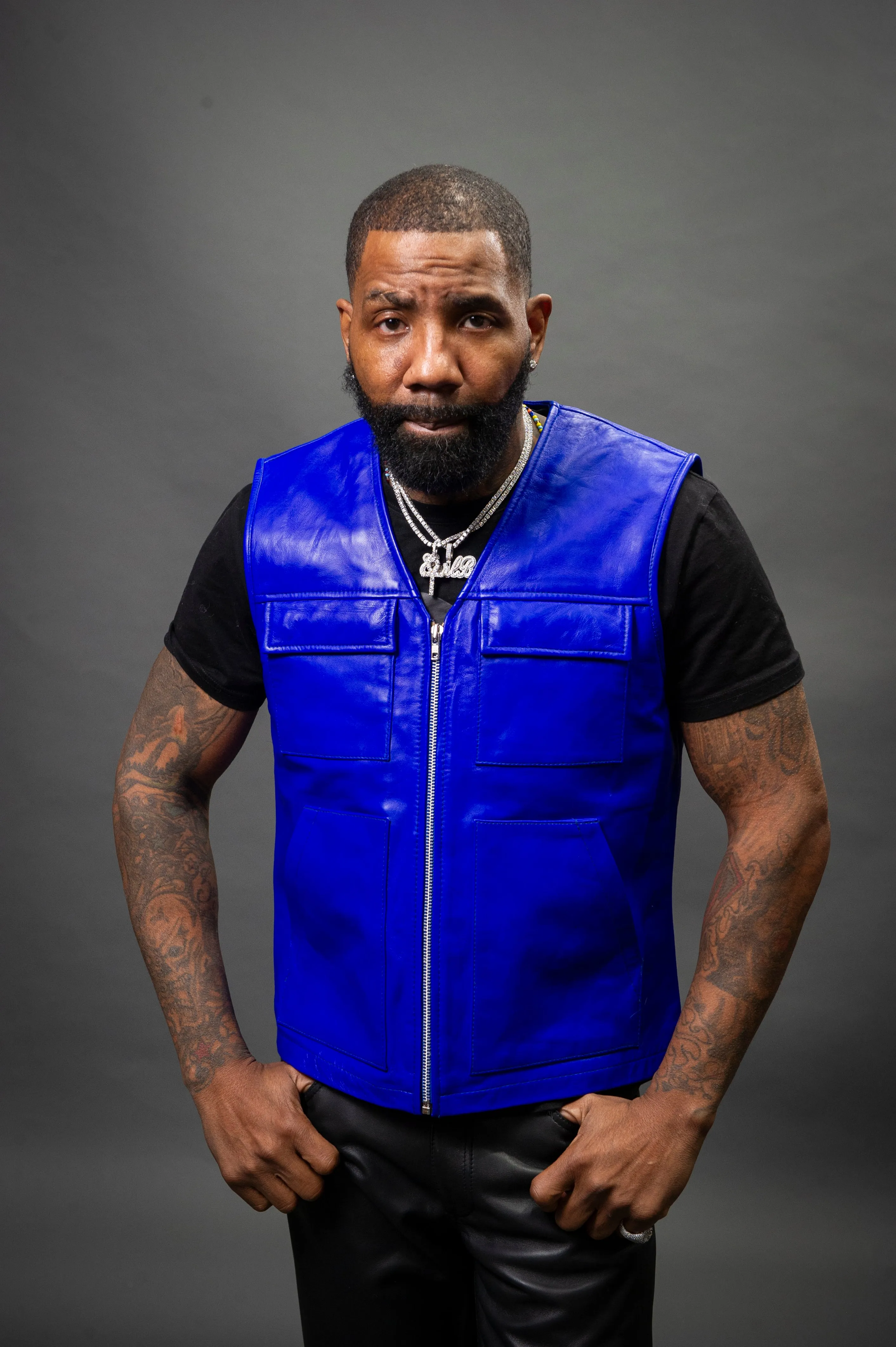 Men's Leather Brooklyn Vest [Royal Blue]