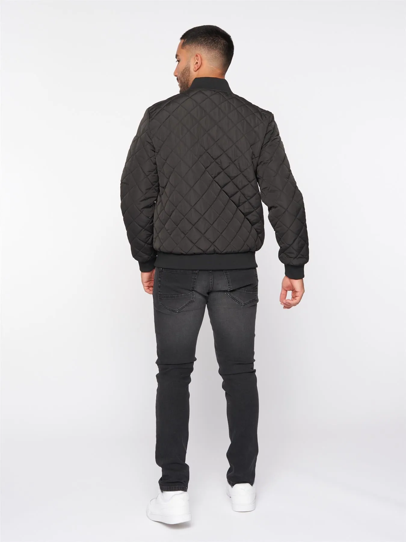 Mens Moritzio Quilted Bomber Jacket Black