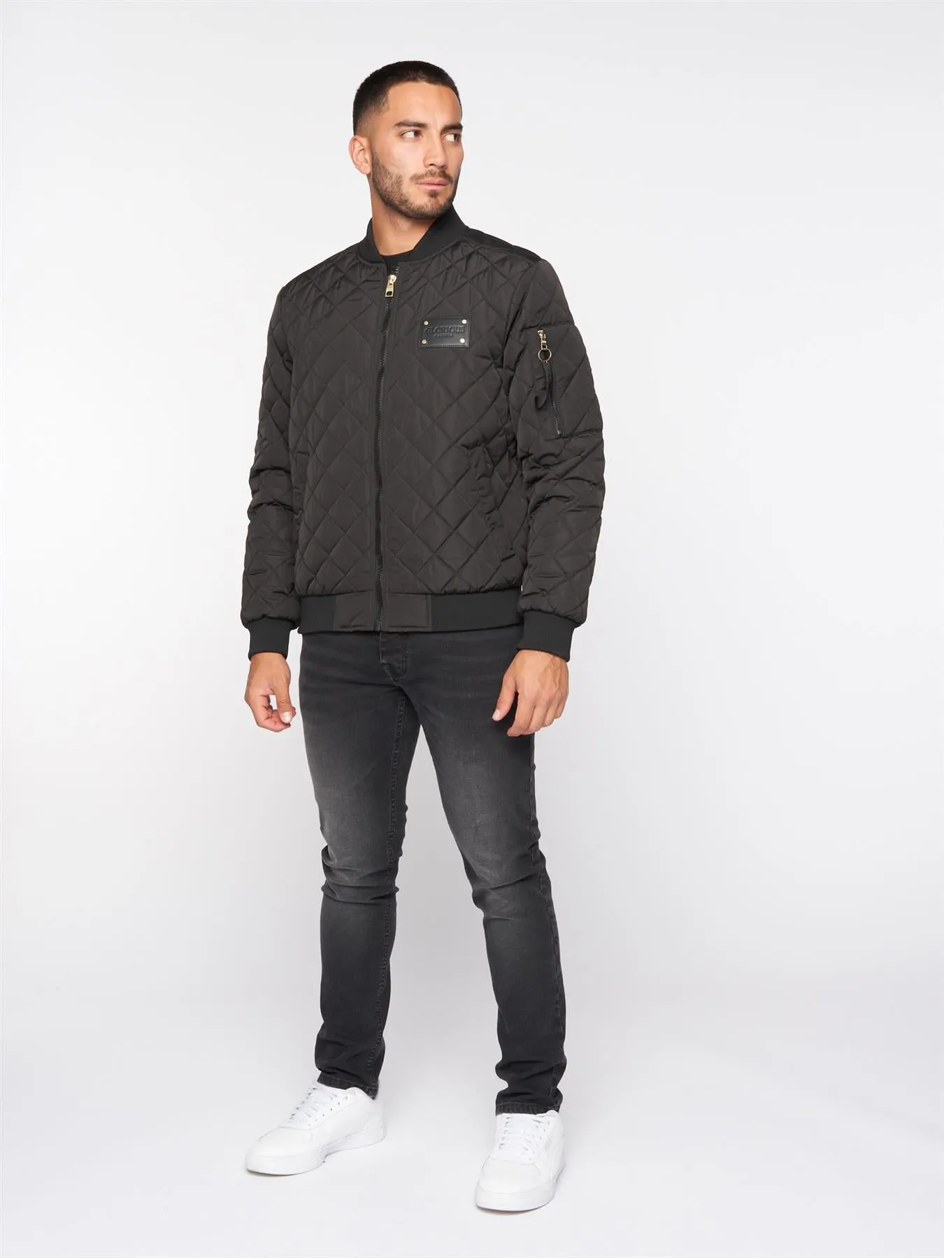 Mens Moritzio Quilted Bomber Jacket Black